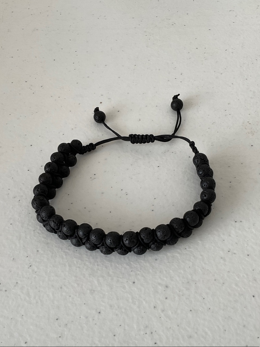 Black Lava Bead Macramé Bracelet